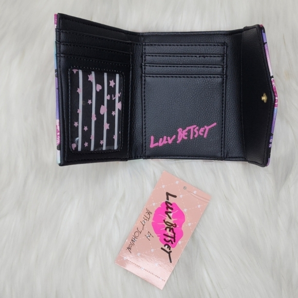Betsey Johnson Luv Betsey Lbcash Wallet Midnight Roses Multi Color - Picture 9 of 16